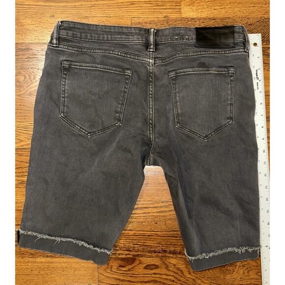 All Saints Bike Shorts Grey Black 31 Slim Fit Short Distressed Cuffed - Picture 11 of 12